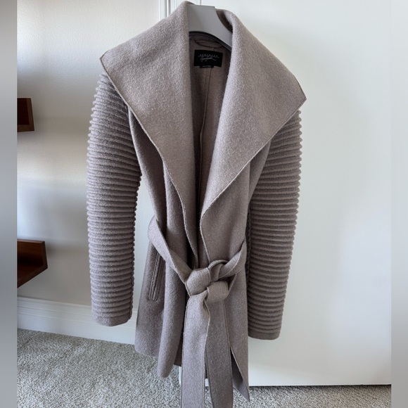 Sentaler Superfine Alpaca Wrap Coat With Ribbed Sleeves